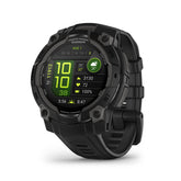 Garmin Instinct 3 AMOLED frontal mostrando pantalla AMOLED nítida y resistencia
