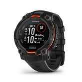 Garmin Instinct 3 Solar frontal mostrando pantalla y beneficio de energía solar