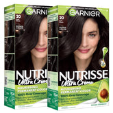 Garnier frontal del pack Nutrisse 20 mostrando el tono y beneficio brillo