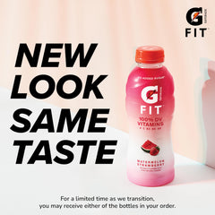 Gatorade Fit close-up label highlighting vitamins A and C and no added sugar