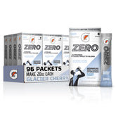 Gatorade Glacier Cherry frente del paquete mostrando 96 sobres, hidratación práctica