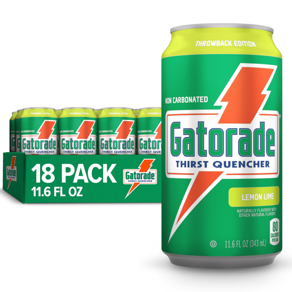 Gatorade lata frontal limón-lima mostrando la marca y refresco