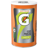 Gatorade envase frontal de polvo limón-lima mostrando cantidad y marca