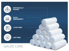 Gauze Care detalle de textura sin pelusa para vendajes limpios y sin restos