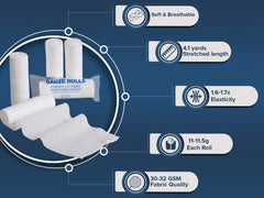 Gauze Care vendaje en brazo demostrando sujeción cómoda y conformable