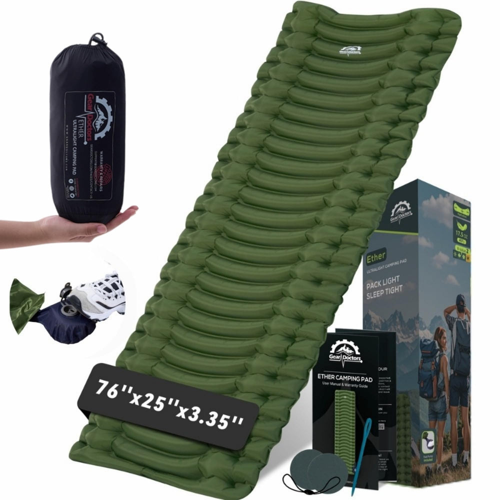 Gear Doctors frontal empaquetado compacto, portabilidad ideal para mochileros