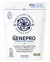 GENEPRO GEN. 3 frente del envase mostrando 30 porciones y diseño claro
