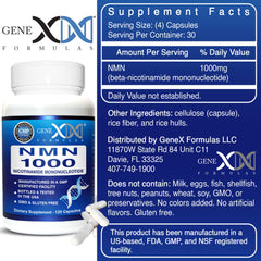 Genex Formulas etiqueta en primer plano con información de pureza y COA
