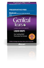 Genteal vial primer plano detalle del aplicador y solución clara