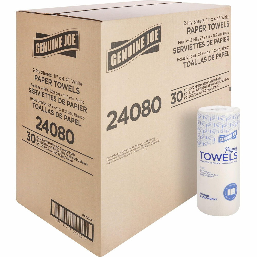 Genuine Joe empaque frontal mostrando pack de 30 y ahorro