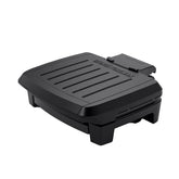 George Foreman vista frontal de la parrilla con capacidad para cuatro porciones y limpieza fácil
