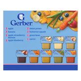 Gerber paquete frontal 32 unidades mostrando variedad y practicidad