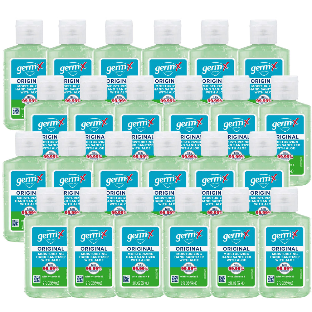 Germ-X envase frontal 2 fl oz mostrando tamaño portátil y conveniencia