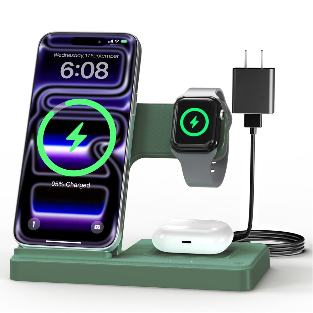 GETPALS front view showing three-device charging and organized workspace benefit