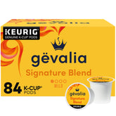 Gevalia caja frontal mostrando 84 cápsulas y conveniencia para almacenamiento