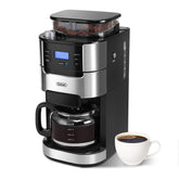 Gevi vista frontal de la cafetera 10 tazas mostrando diseño moderno y capacidad