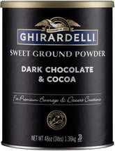 Ghirardelli frente del empaque mostrando la marca y beneficiando almacenamiento