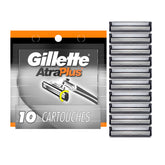 Gillette AtraPlus empaque frontal mostrando 10 recambios y comodidad
