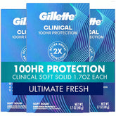 Gillette Clinical vista frontal del pack que muestra presencia y beneficio de larga duración