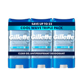 Gillette gel pack de 3 frontal mostrando protección 72 horas
