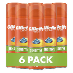 Gillette Fusion5 pack de seis frente mostrando envases y beneficio confort