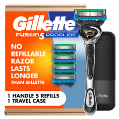 Gillette Fusion5 ProGlide vista frontal con mango y cartucho para afeitado preciso