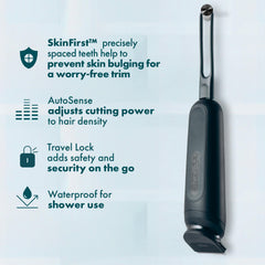 Gillette primer plano de la cuchilla que destaca precisión y seguridad