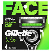 Gillette Labs frente del pack mostrando 4 recambios y marca Gillette, conveniencia de stock