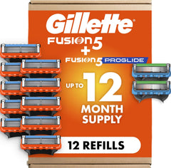 Gillette pack frontal mostrando los 12 recambios y ahorro inmediato