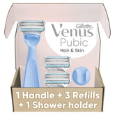 Gillette Venus afeitadora frontal mostrando cabeza pequeña y diseño seguro