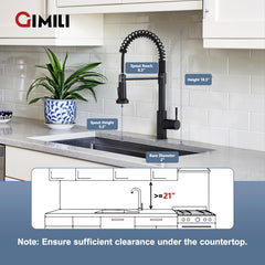 GIMILI detalle del acabado negro resistente a huellas y manchas para fácil limpieza
