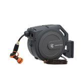 Giraffe Tools front view of retractable hose reel showing compact storage benefit