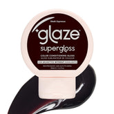 glaze Supergloss frontal mostrando envase y tono Sleek Espresso, resultado brillante