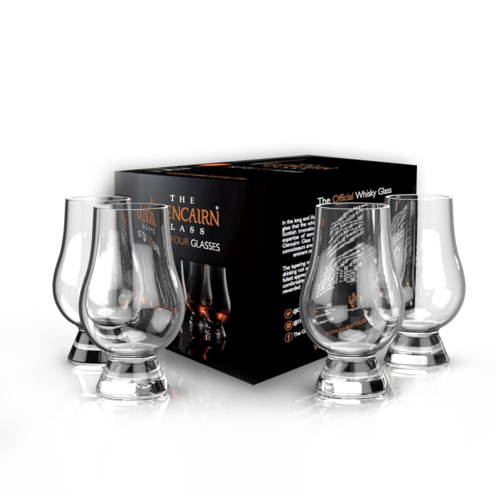 GLENCAIRN vista frontal del set en caja, presentación elegante para regalo