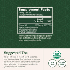 Global Healing Center gota de vitamina B12 sublingual mostrando textura y facilidad de absorción