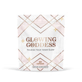 Glowing Goddess envase frontal mostrando la marca y beneficios