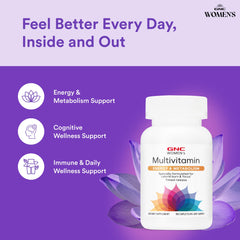 GNC etiqueta nutricional con datos de vitaminas y minerales clave