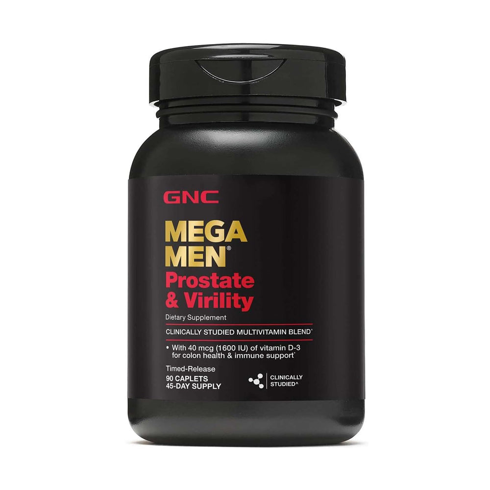 GNC Mega Men Prostate & Virility frente del envase mostrando la marca y beneficio