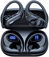 GNMN X19 frontal con estuche abierto mostrando auriculares y beneficio batería