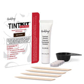 Godefroy empaque frontal del kit marrón oscuro mostrando caja y contenidos para retoques