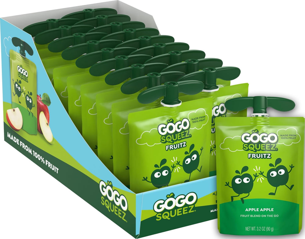 GoGo SqueeZ frontal del paquete de 18 unidades mostrando conveniencia