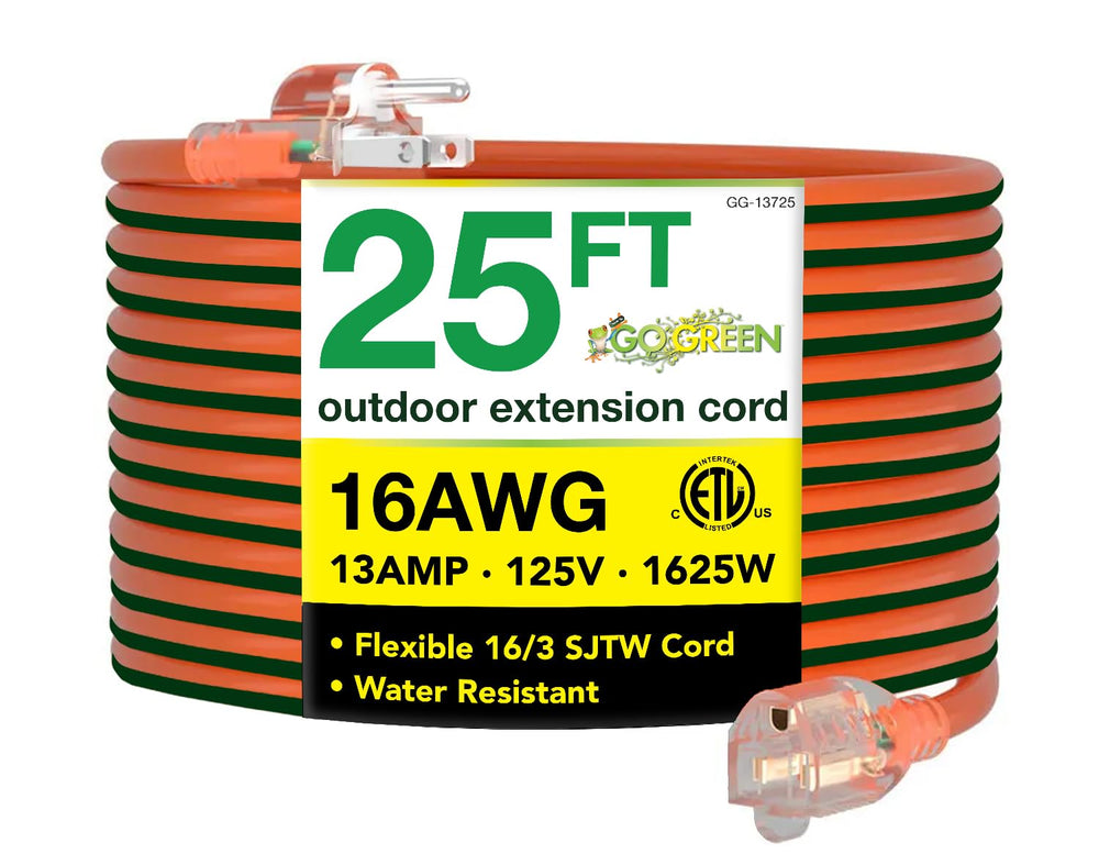 GoGreen Power vista frontal del paquete mostrando longitud y uso exterior