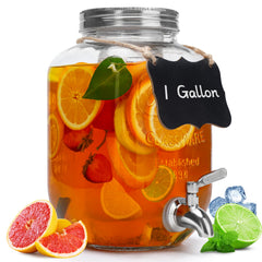 Goldfishwa dispensador de vidrio frontal con tapa, presentación elegante