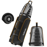 Golfimate vista frontal de la bolsa mostrando diseño y color negro oro, protección segura