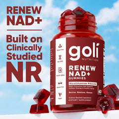 Goli Renew NAD+ caja y gominolas para visualizar tamaño y cantidad