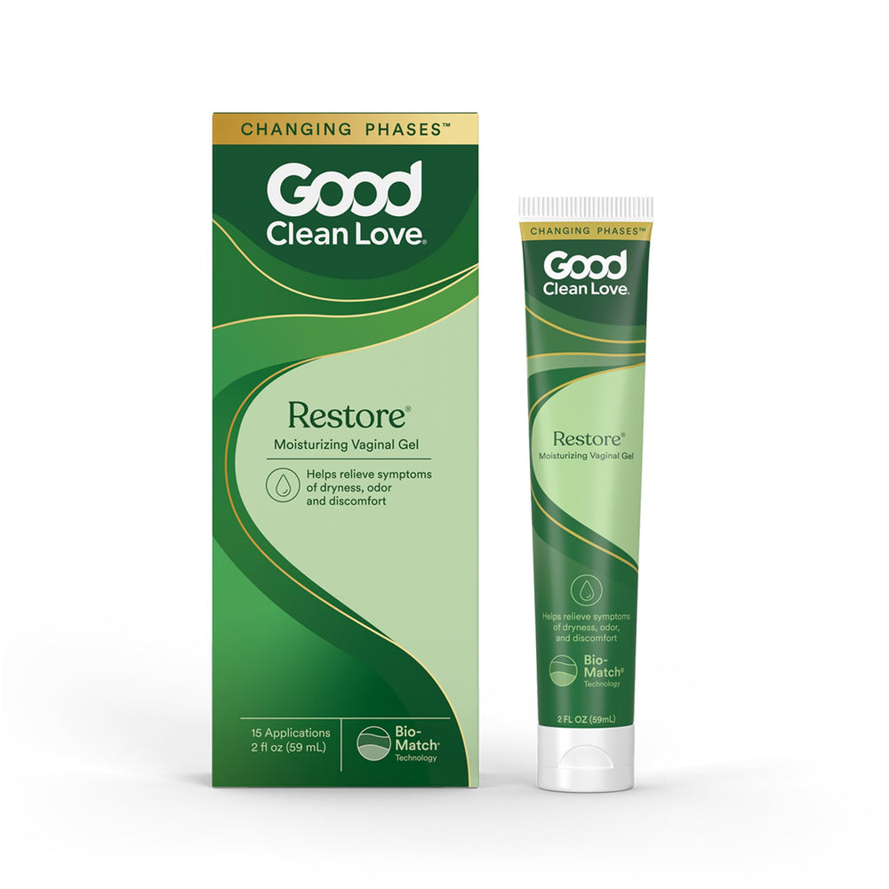 Good Clean Love frente del producto mostrando tubo y marca para alivio íntimo