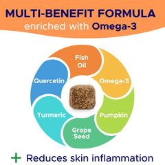 GOODGROWLIES primeros planos de omega-3, cúrcuma y quercetina naturales