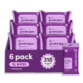 goodwipes paquete frontal lavanda mostrando sellado y diseño práctico