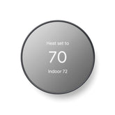 Google Nest Thermostat vista frontal elegante ahorro energético
