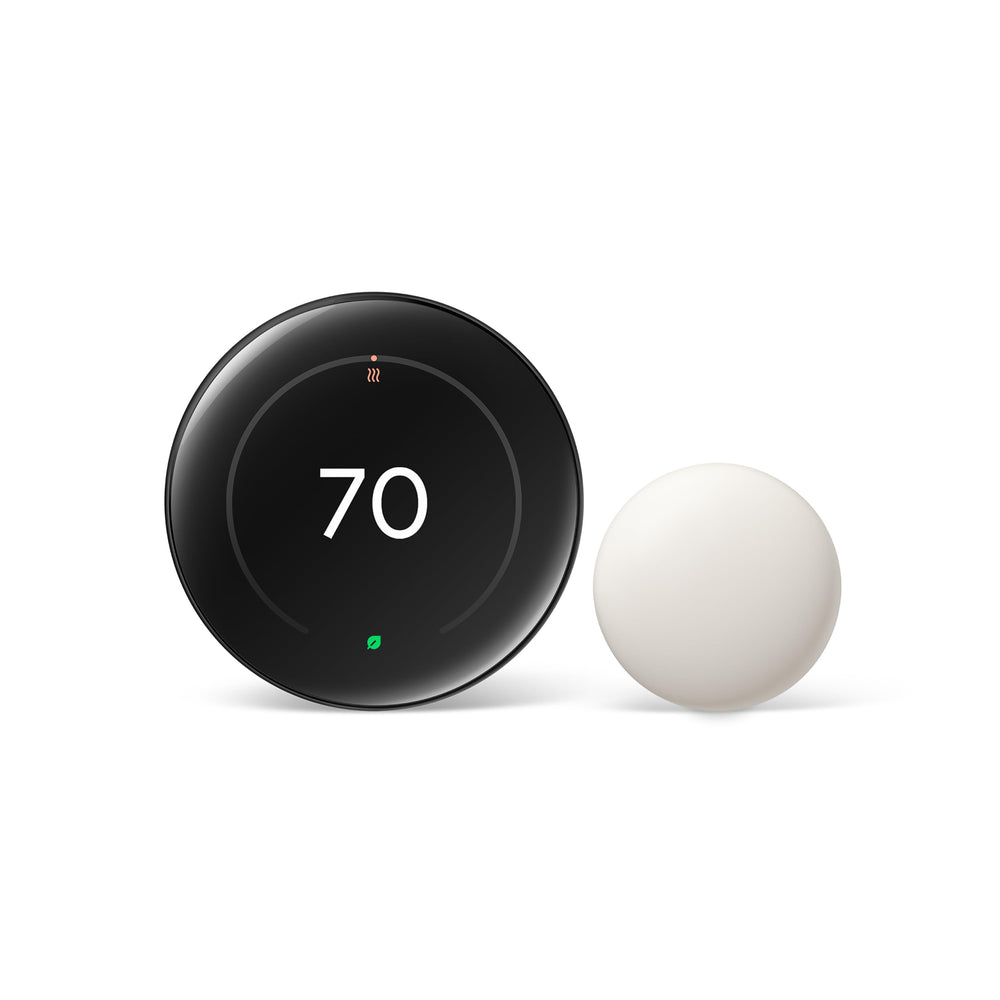 Google Nest termostato frontal Obsidian vista elegante y control intuitivo